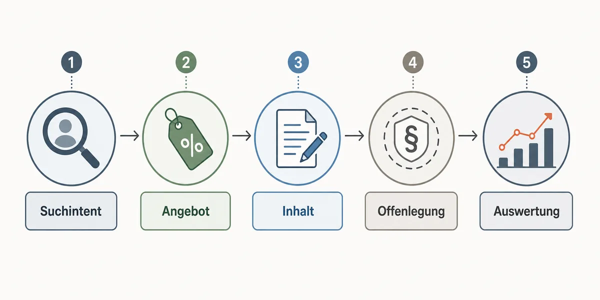 Fuenf Schritte fuer einen sauberen KI-gestuetzten Affiliate-Marketing-Workflow