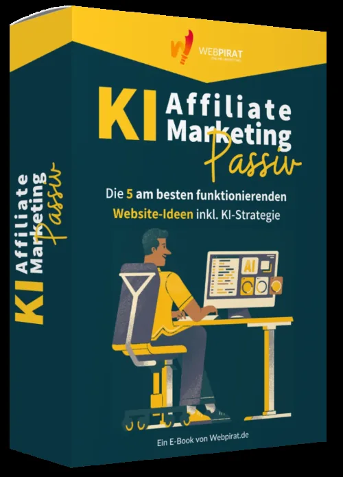 Produktcover der KI Affiliate Website Strategie mit fünf Nischen-Ideen